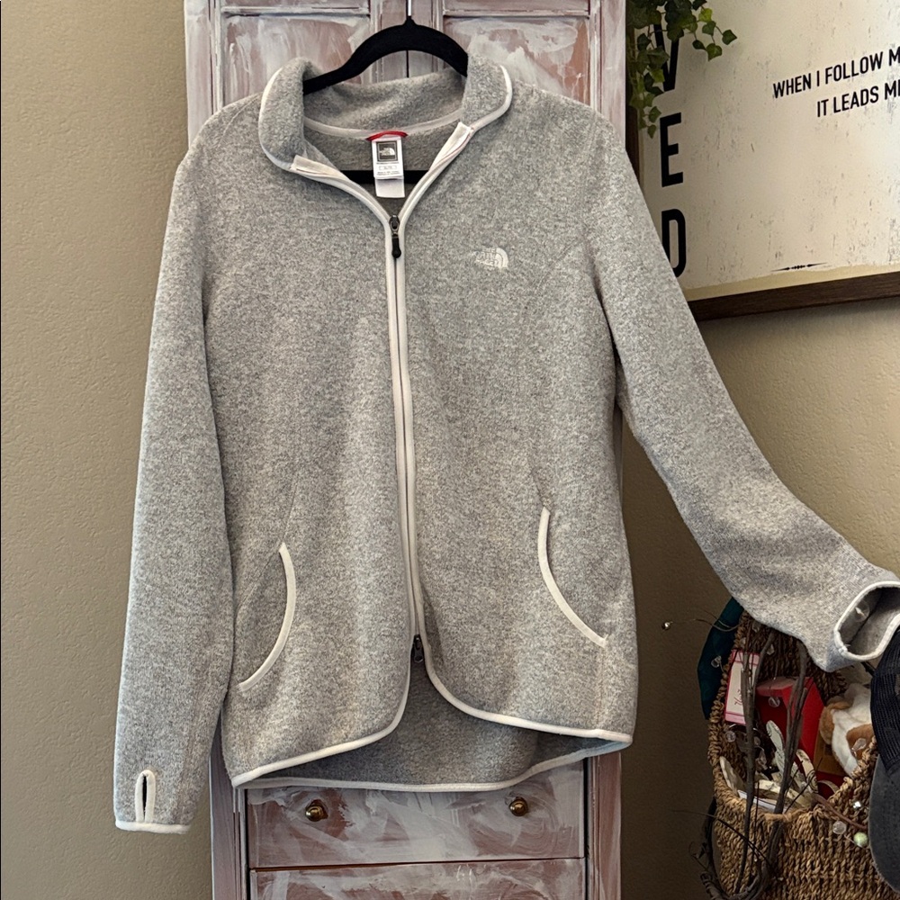 The North Face Heather Gray Zip-Up Fleece Jacket